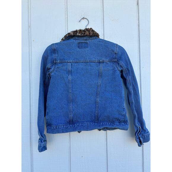 Levi's Leopard Collar Trucker Denim Jacket, Size Girls Large - Picture 2 of 6